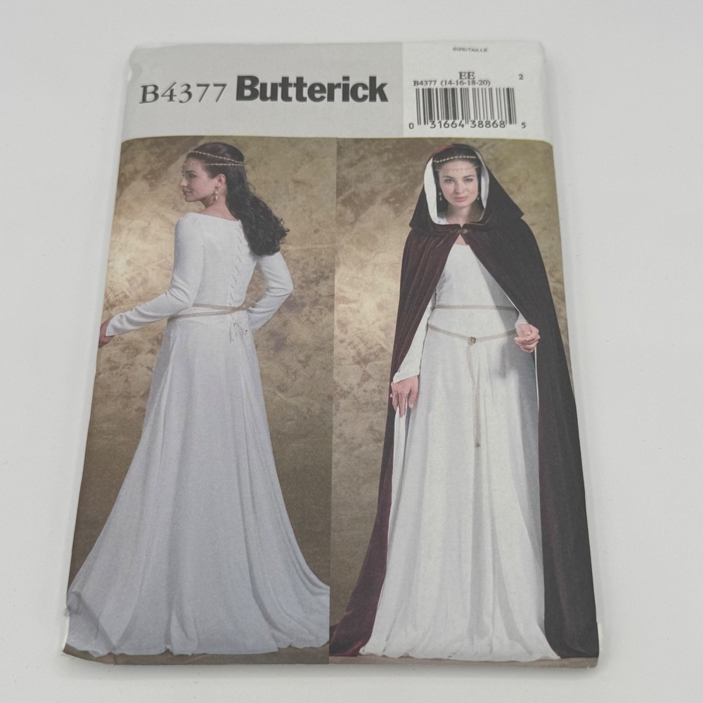 Butterick B4377 Medieval Renaissance Dress Cape Sewing Pattern Size 14-20 EE
